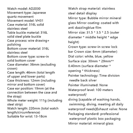 ADDIESDIVE 36mm Top Brand Men Watch Desert Dial Bubble Mirror Pot Cover Glass 10Bar Waterproof Outdoor Sports Quartz Wristwatch