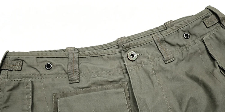 Men's Multi Pocket Cargo Pants Vintage 100% Cotton Loose Straight Tactical Pants Zippered Ankle Cuffs Work Streetwear Trousers