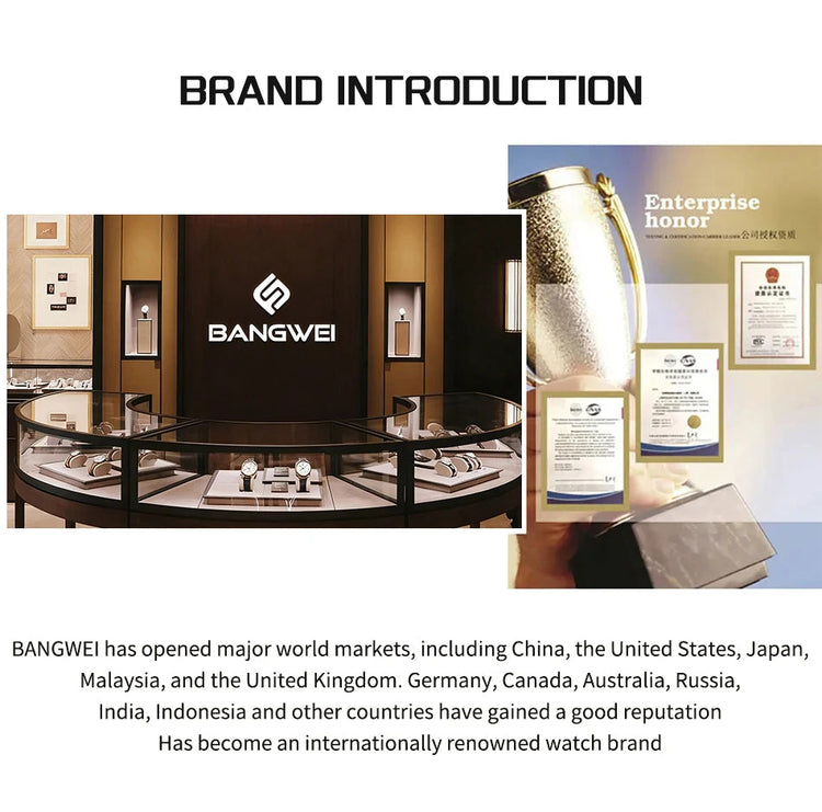 BANGWEI Orologio da donna elegante e lussuoso al quarzo, orologio da polso classico e semplice in acciaio inossidabile, con data automatica, impermeabile, con diamanti platinumshop
