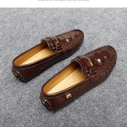 Scarpe Slip-On da Uomo in Pelle di Coccodrillo di Lusso, Scarpe Casual Primaverili ed Estive per la Guida, Stile Coppia, Taglio Basso, Suola in Gomma Traspirante