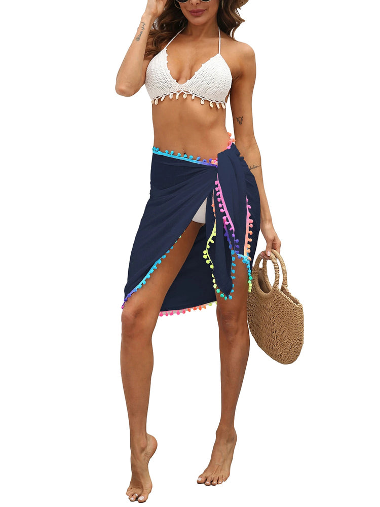 Sarong da Spiaggia per Donna, Sexy Copricostume in Rete Trasparente con Frange Colorate platinumshop