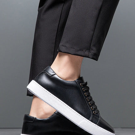 New Men Casual Sports Vulcanized Shoes Comfortable Fashionable Flat Heeled Leather Shoes Outdoor Driving Travel Brand Shoes Men