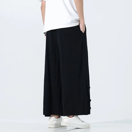 Pantaloni di lino in cotone Pantaloni da uomo comodi e traspiranti tinta unita casual Pantaloni larghi a gamba dritta in vita elastica Oversize M-5XL