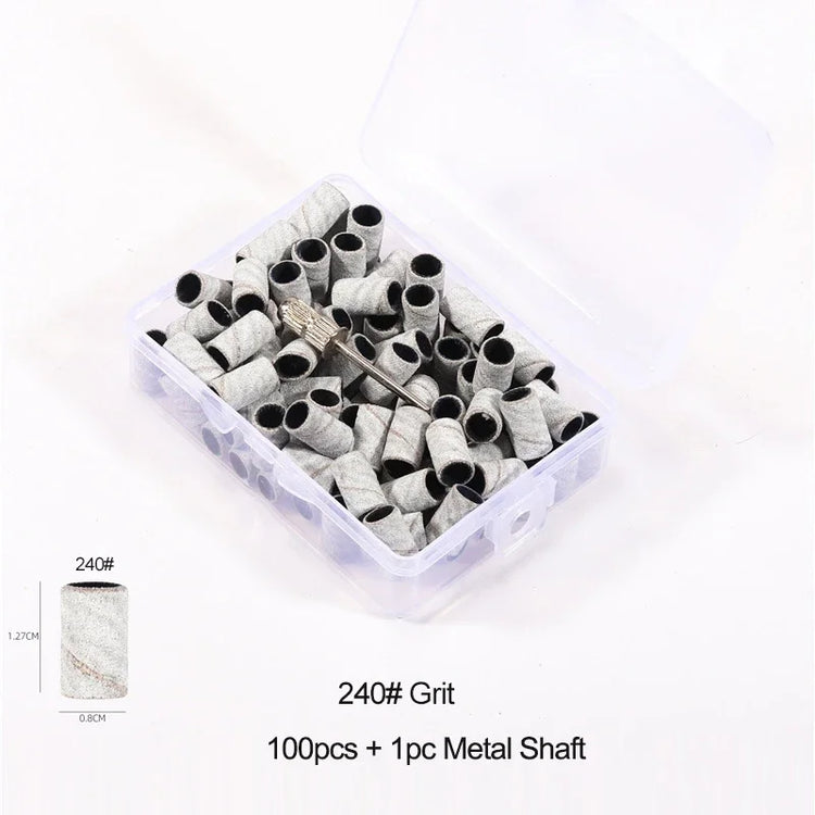 Nail Sanding Ring Bands 80/120/180/240 Grit Electric Manicure Drill Grinding Heads UV Gel Polish Removal Pedicure Abrasive Tools 2028