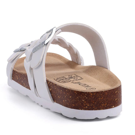 Crestar Sandali con pedana in sughero da donna Sandali scorrevoli slip-on con fibbia alla moda da donna Nuove pantofole comode estive con supporto per l'arco plantare