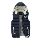 Autumn Winter Hooded Stand Collar Down Cotton Vest Men Slim Fleece Thick Warm Sleeveless Waistcoat Youth Casual Cold Resistant