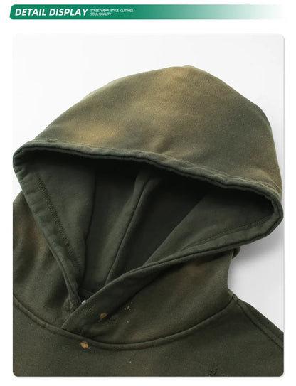 LOGO personalizzato2024 autunno e inverno 450g cotone poliestere spugna vecchi abiti da strada per uomo e donna felpa con cappuccio ampia oversize