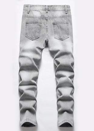 Jeans Boys Straight Ripped Children Washed Distressed Pockets Stretch Casual Denim Trousers Big Kids Streetwear 2025 Hole Pants PlatiNum