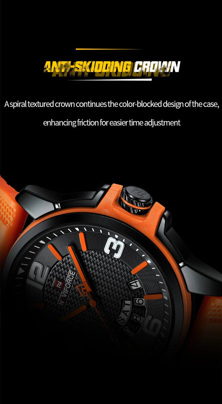 NAVIFORCE Creativo cinturino in TPU orologio da polso maschile moda sportiva 3ATM quarzo impermeabile giorno e data display orologi da uomo Reloj Hombre platinumshop
