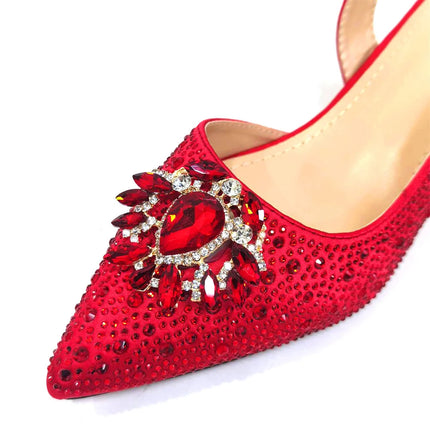 Venus Chan Royal Blue Sandals for Women 2024 Luxury Wedding Pumps Med Heels strass Design Party Shoes and Bags Set