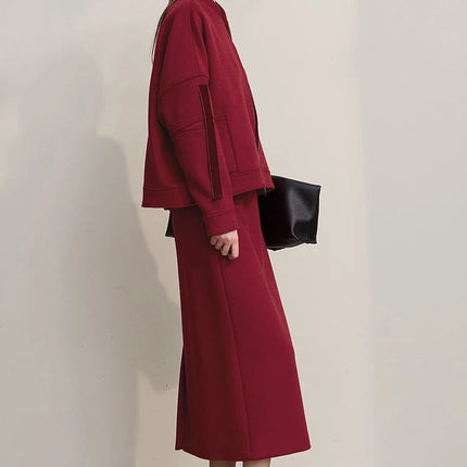 AMII Women's Skirt 2025 Winter New Minimalist Solid Color Commuter Skirts For Woman Wool Long Versatile Clothing Female 12544047 PlatiNum