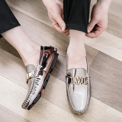 Scarpe Eleganti da Uomo, Mocassini Casual Argento, Taglie Grandi 38-48, Scarpe da Guida alla Moda per Giovani
