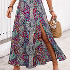 Gonna Lunga Vintage Bohemien con Stampa Etnica da Donna, Gonna Estiva Casual a Vita Alta 2026, Elegante Gonna Boho a Trapezio con Spacco e Pieghe