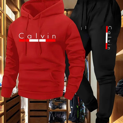 2025 Men's Casual Jogging Sportswear Set Hoodie and Black Sweatpants Rubberized Jacket Fashion Sports Winter Warm 2 Piece Set PlatiNum