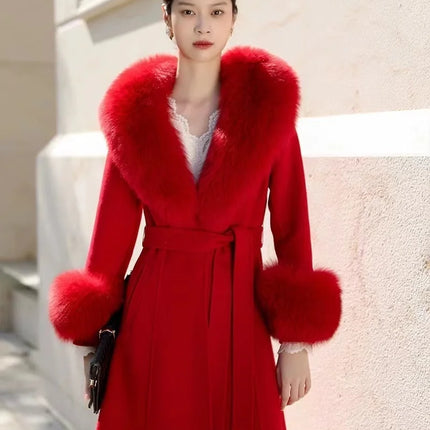 Luxury 2025 Real Fox Fur Collar And Cuffs Set for Women Winter Neck Warmer Fashion Scarf ShawlS Wrap Combo Large Size Furry Fur