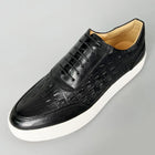 Newest 2025 Spring Men Genuine Leather Casual Sneakers Lace Up Handmade Crocodile Design Men Daily Leather Footwear Purple