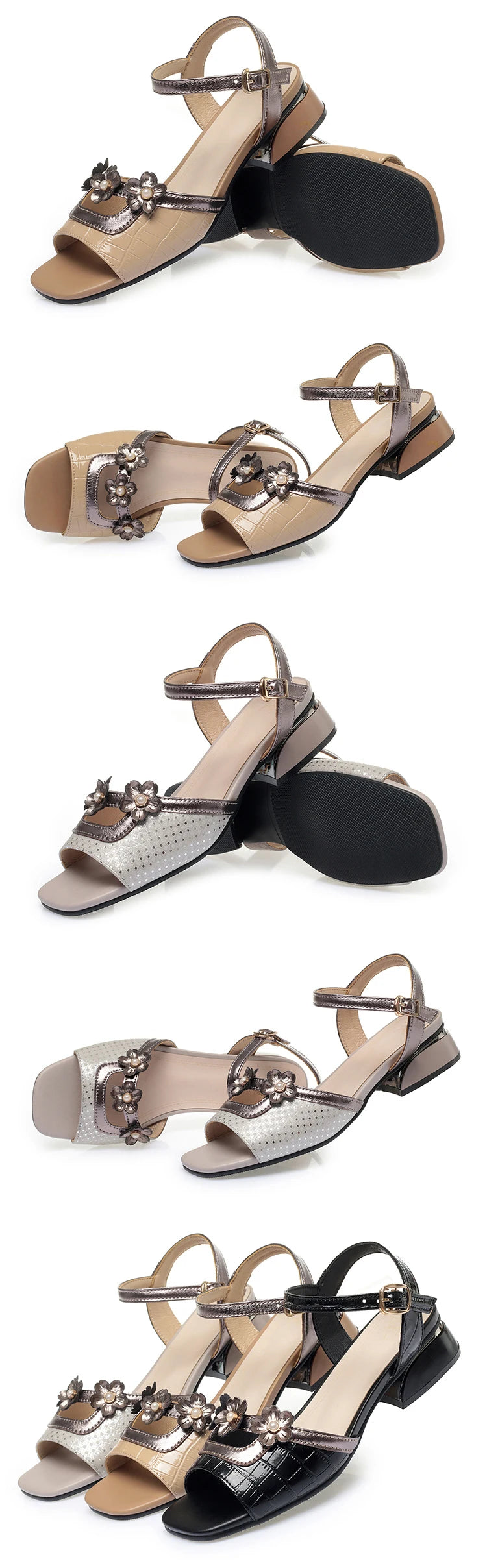 AIYUQI Sandali Donna Peep Toe 2026 Nuova Moda Estiva in Vera Pelle Taglie Grandi 41 42 43 Sandali Donna con Punta Aperta