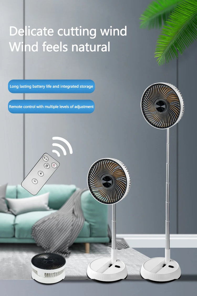 Ventilatore portatile oscillante in piedi con telecomando Ventilatore da tavolo pieghevole Ventilatore a piedistallo alimentato a batteria ricaricabile per il campeggio