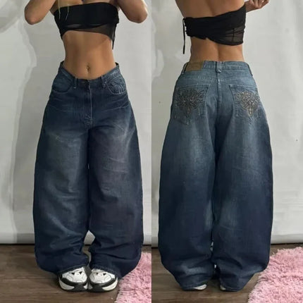 Streetwear New Fashion Jeans larghi con stampa oversize Y2K Harajuku Pantaloni hip-hop vintage pop gotici a vita alta Pantaloni a gamba larga