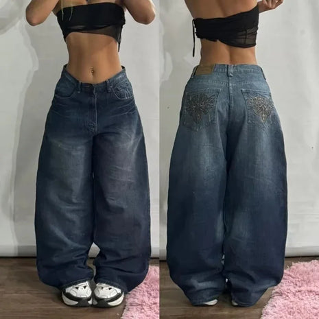 Streetwear New Fashion Jeans larghi con stampa oversize Y2K Harajuku Pantaloni hip-hop vintage pop gotici a vita alta Pantaloni a gamba larga