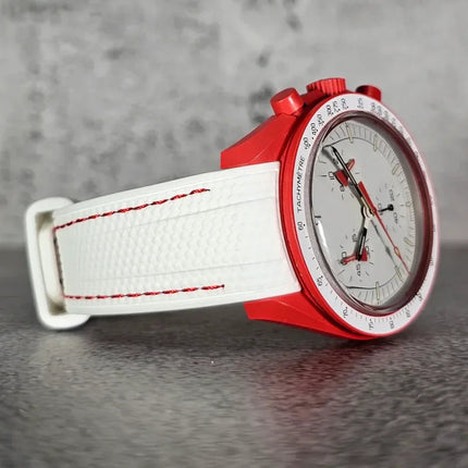 Cinturino in gomma per Swatch X Omega Joint MoonSwatch Cinturino sportivo impermeabile da 20 mm Cinturino con estremità curva in silicone per uomo donna platinumshop
