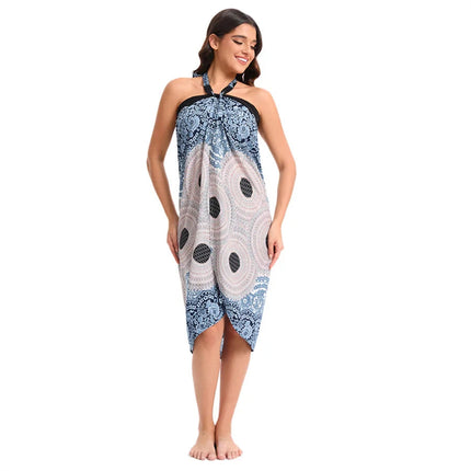 Abito da donna Boho Maxi Wrap Gonna lunga con allacciatura Abito da spiaggia Copricostume Abito vintage bohémien regolabile a vita alta in rayon platinumshop