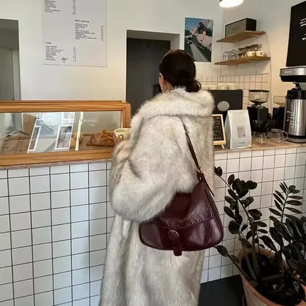 ZADORIN 115cm Long Faux Fox Fur Coat Woman High Street Warm Furry Jacket Faux Fur Coats Woman Winter Clothes White Fur Faux Coat
