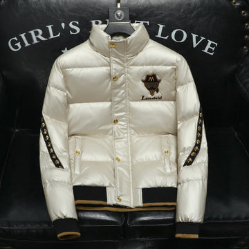 Winter White Duck Down Jacket Men's Light Luxury Trendy Leather Windproof Warm Down Jacket Men Brand Clothes Casual Puffer Coat