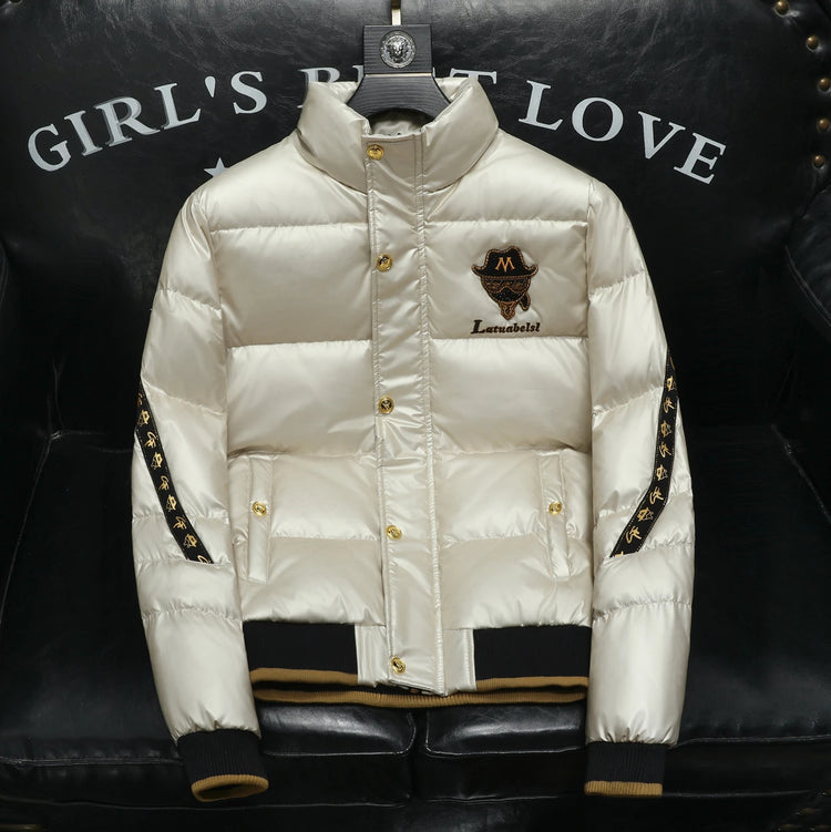 Winter White Duck Down Jacket Men's Light Luxury Trendy Leather Windproof Warm Down Jacket Men Brand Clothes Casual Puffer Coat