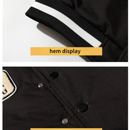 Winter Varsity Jacket Men Women Letter Badge American Baseball Jacket Street Fashion Hip Hop Coat Youth Couple Clothes Blue Red