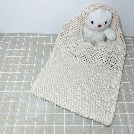 Borse a maglia da donna, borsa tote grande capacità, borsa estiva da spiaggia, borsa grande casual, borse a tracolla intrecciate a nido d'ape, borsa da donna