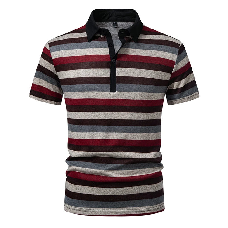 Polo da uomo estive a maniche corte, magliette con colletto a risvolto a righe, T-shirt T19