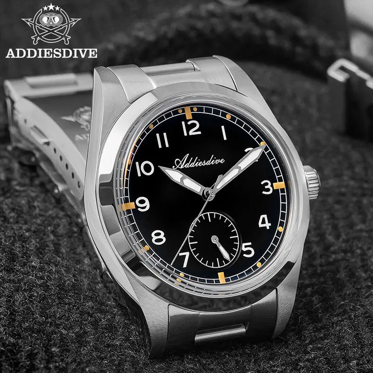 ADDIESDIVE 36mm Men Quartz VH60 Watch AD2099 BGW9 Luminous Bubble Mirror Pot Cover Glass 10Bar Waterproof Stainless Steel Watch