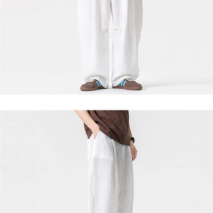Pantaloni Leggeri e Sottili da Uomo, Traspiranti, Tinta Unita, Stile Harajuku, Gamba Larga, Casual, Oversize, Moda Harem, Streetwear Maschile