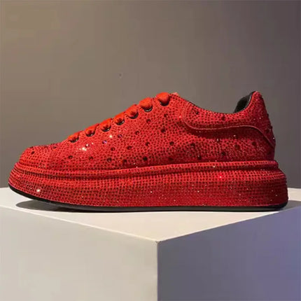 Luxury New Men Rhinestone Lace Up All Match Brand Shoes Causal Flats Loafers Sports Walking Sneakers Zapatos Hombre Vest