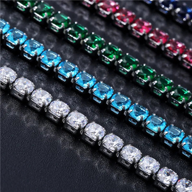 4mm Cubic Zirconia Tennis Bracelet Iced Out Chain Bracelets For Women Men Silver Color Men Bracelet CZ Chain Homme Jewelry PlatiNum