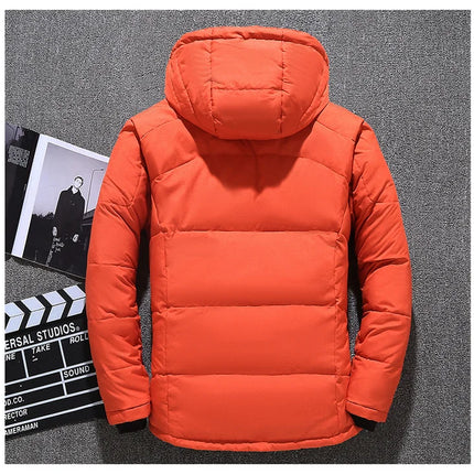 Winter White Duck Down Jacket Men Travel Hiking Thicken Warm Hooded Puffer Jackets Windproof Overcoat Down Coat Male Clothing
