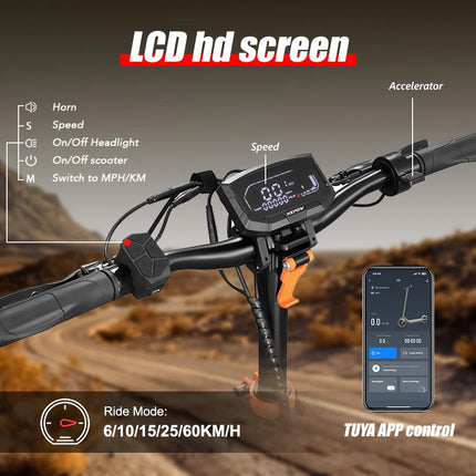 Monopattino Elettrico Wildstride ST2 Pro, Doppio Motore 1000W*2, Velocità 60km/h, Batteria 52V 20.8AH, Pneumatici Fuoristrada da 10'', Pieghevole per Adulti platinumshop