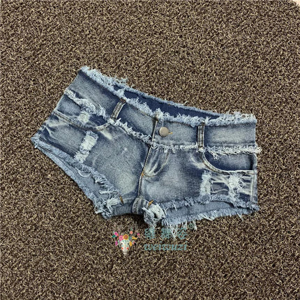 Sexy Charming Button Low Waist Denim Shorts Women Clothing Fashion Jeans Super Shorts NightClub DJ Pole Dance DS Party Hot Pants PlatiNum