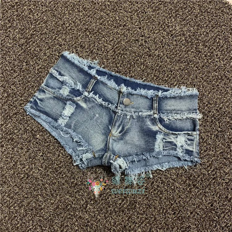Sexy Charming Button Low Waist Denim Shorts Women Clothing Fashion Jeans Super Shorts NightClub DJ Pole Dance DS Party Hot Pants PlatiNum