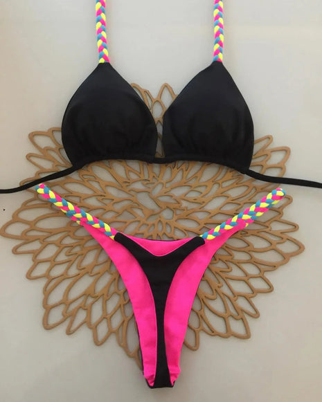 2026 Nuovo Sexy Micro Bikini Brasiliano da Donna, Set Bikini Halter con Perizoma, Costume da Bagno per Feste e Spiaggia PlatiNum