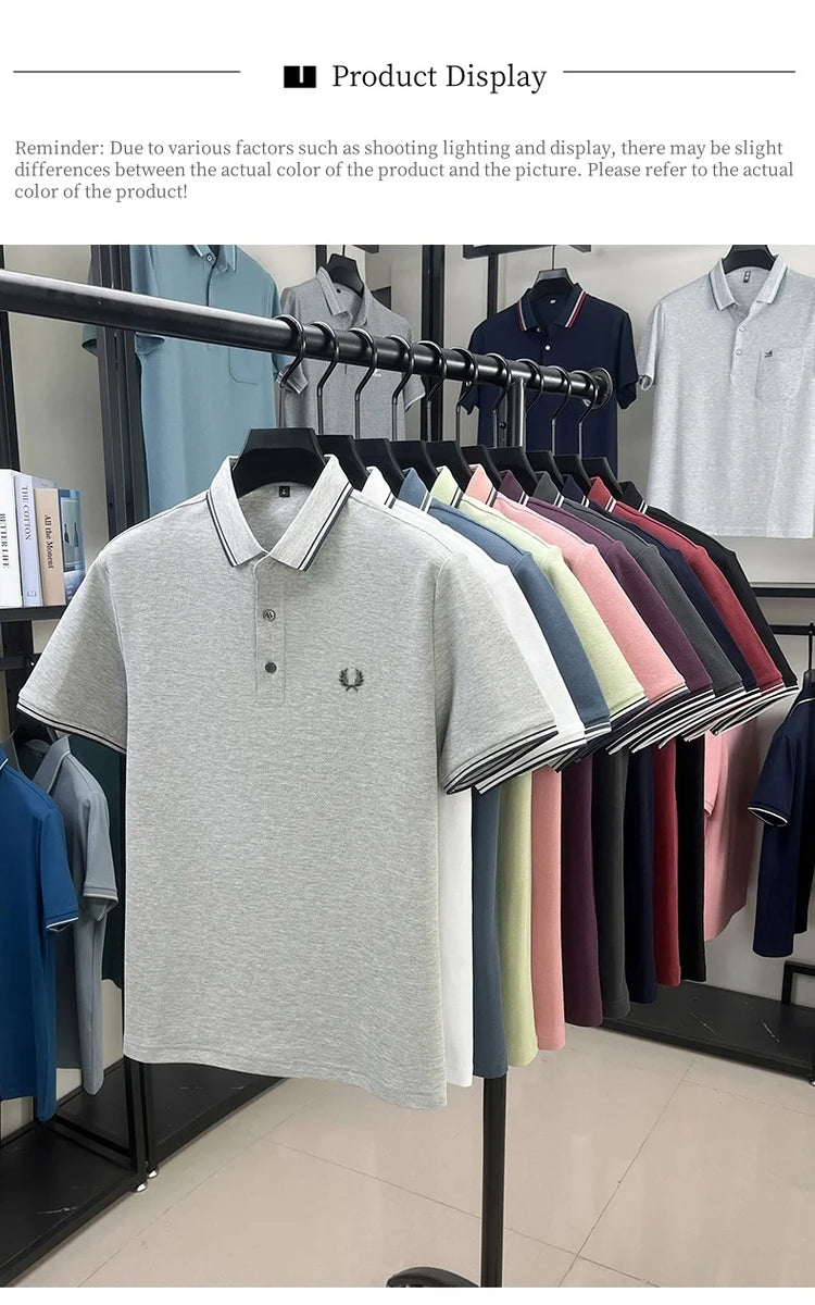 Nuova polo da uomo a maniche corte ricamata in puro cotone 100%, alla moda, traspirante, comoda e versatile.