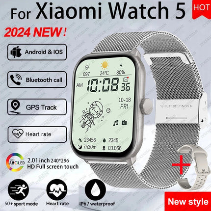 Per Xiaomi Watch 5 Smart Watch da uomo HD AMOLED schermo frequenza cardiaca chiamate Bluetooth localizzazione GPS Smartwatch sportivo impermeabile da donna platinumshop