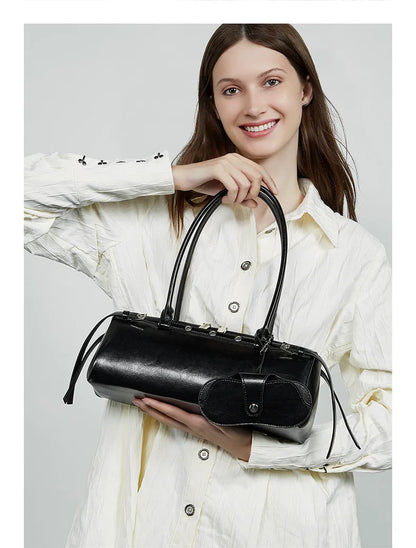 YANATARI underarm cowhide Genuine leather handbags women vintage shoulder bag female  luxury bag high quality long bag