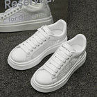 Big Size Men Platform Skate Sneakers Faux Leather Thick Sole White Business Casual Walking Footwear Zapatillas Hombre