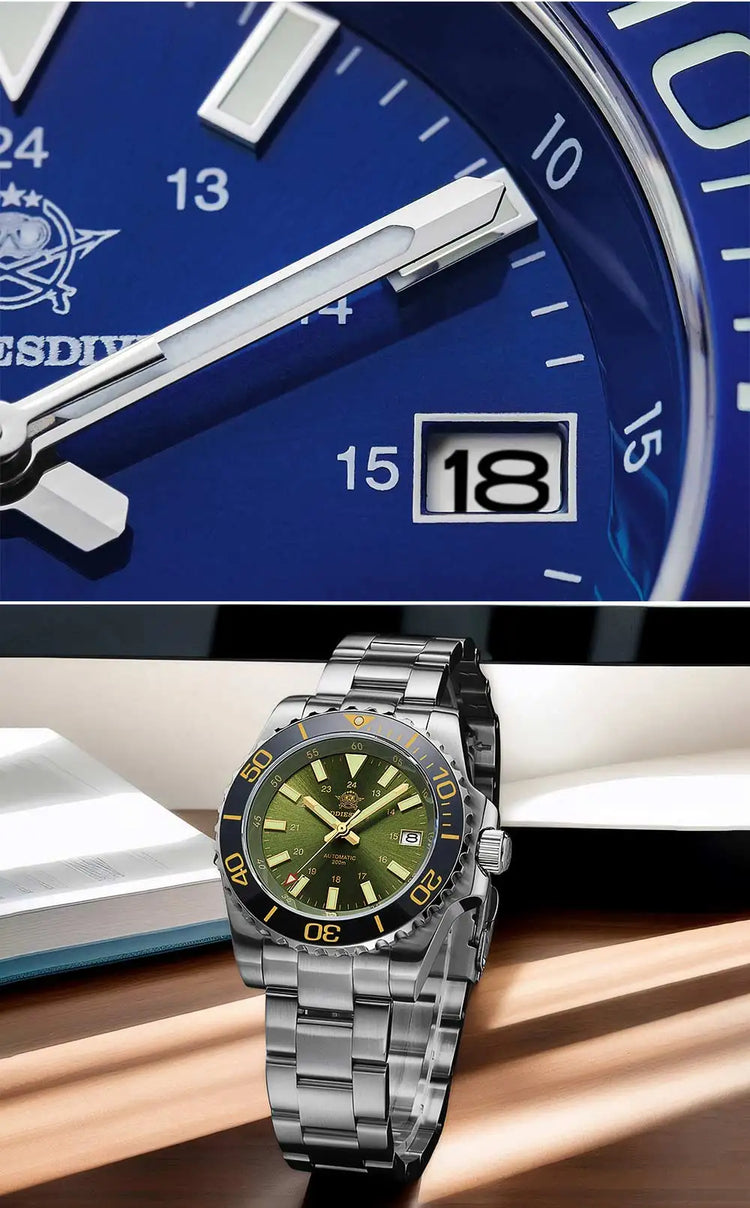 ADDIESDIVE Men's Watch 8215 Mechanical Sapphire Luminous Diving Watch 200m Ceramic Bezel Automatic Watch Clock Gift Watch AD2504