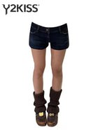 2026 Summer Women Jeans Shorts Kpop Abi Japanese Y2K 2000s Gyaru Low Rise Denim Hot Pants Grunge Tide High Street Coquette Tide PlatiNum