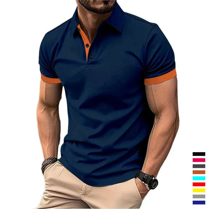 Polo da uomo manica corta Casual Slim Fit Color Blocking t-Shirt stile inglese Streetwear Polo per moda uomo