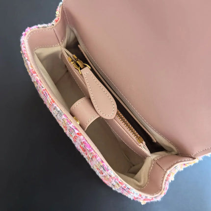 Nuova Borsa a Tracolla/Crossbody da Donna 2026 Ispirata a Pinko in Tweed con Cigno, in Vera Pelle