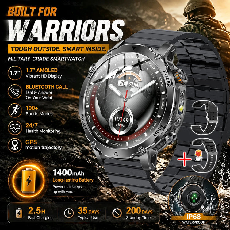 Military Grade Sapphire Smart Watch HeartRate SO2 BT5.3 Call Custom dial Smartwatch for Men Breathable Band Sports watch 1400mAh